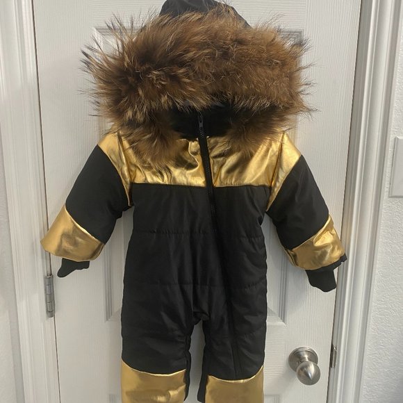 Infant Baby Toddler Snowsuit Ski suit Fur Trim Removable Hood  12-18 months - Picture 1 of 10